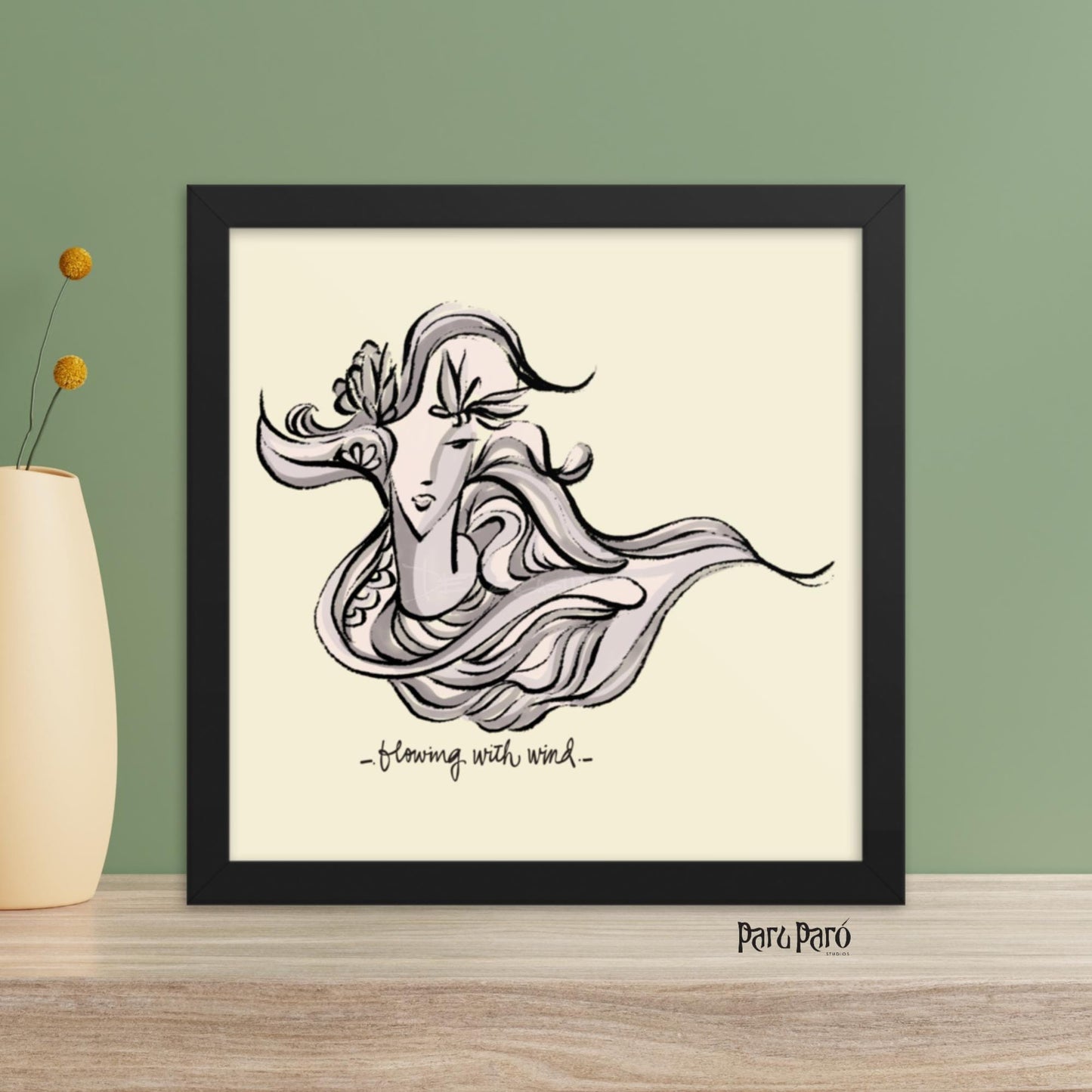 Flowing with Wind Yoga Framed Poster Wall Art