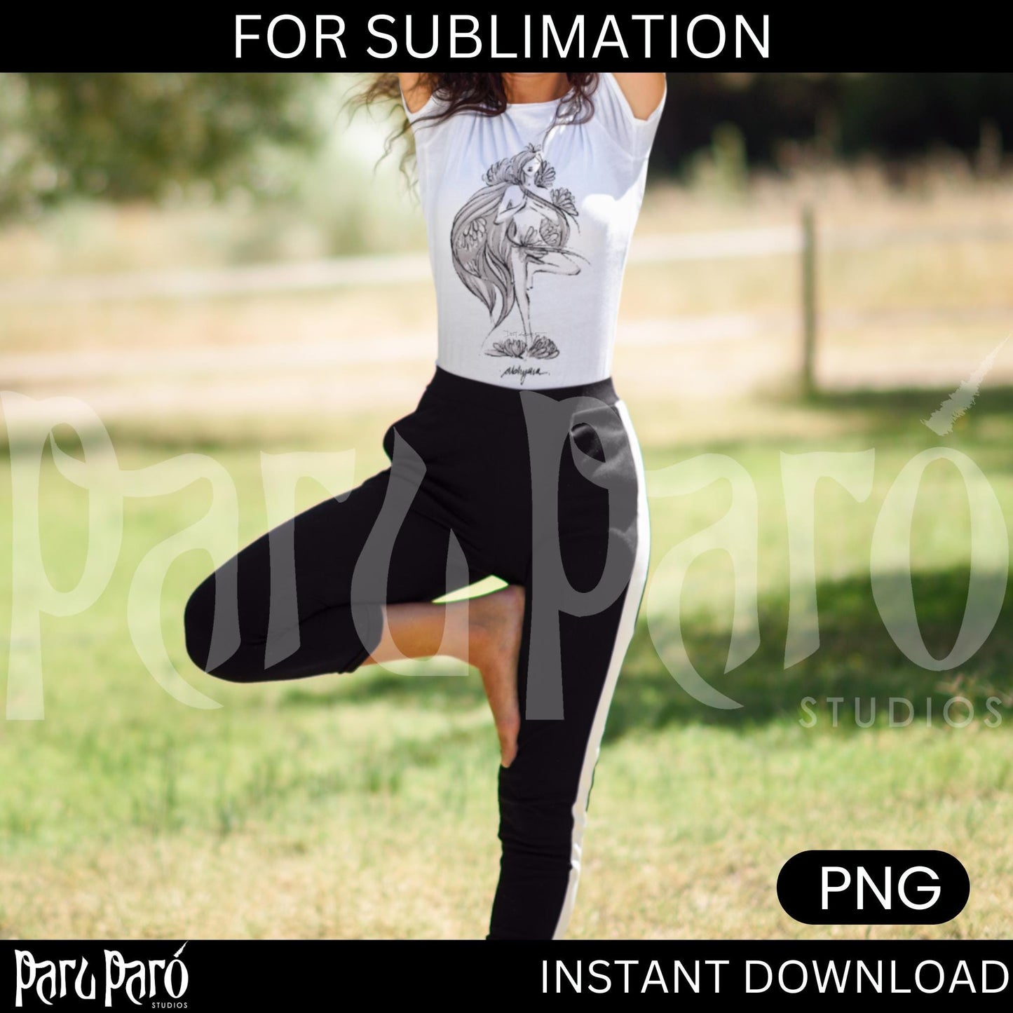 Vrikshasana Yoga Pose PNG Sublimation Digital Wall Art