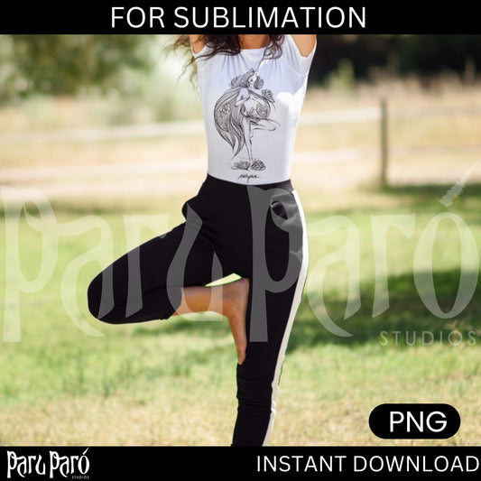 Vrikshasana Yoga Pose PNG Sublimation Digital Wall Art