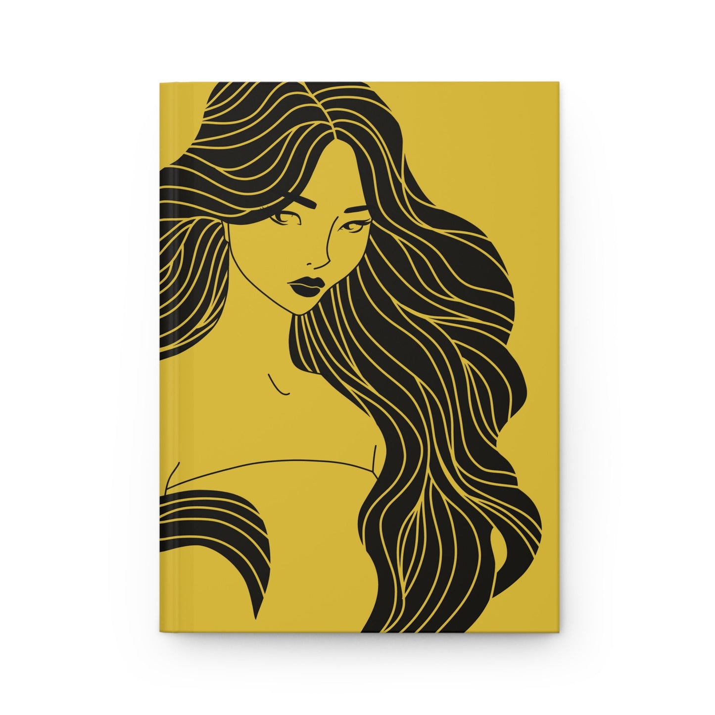 Female Graphic Illustration Yellow Matte Hardcover Meditative Journal