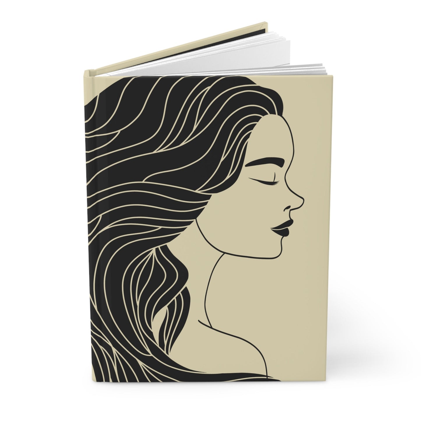 Woman Graphic Illustration Matte Hardcover Meditative Yoga Journal