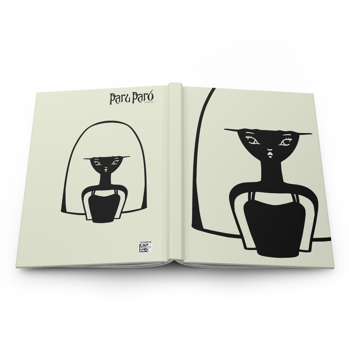 Black and White Graphic Illustration Matte Hardcover Meditative Journal