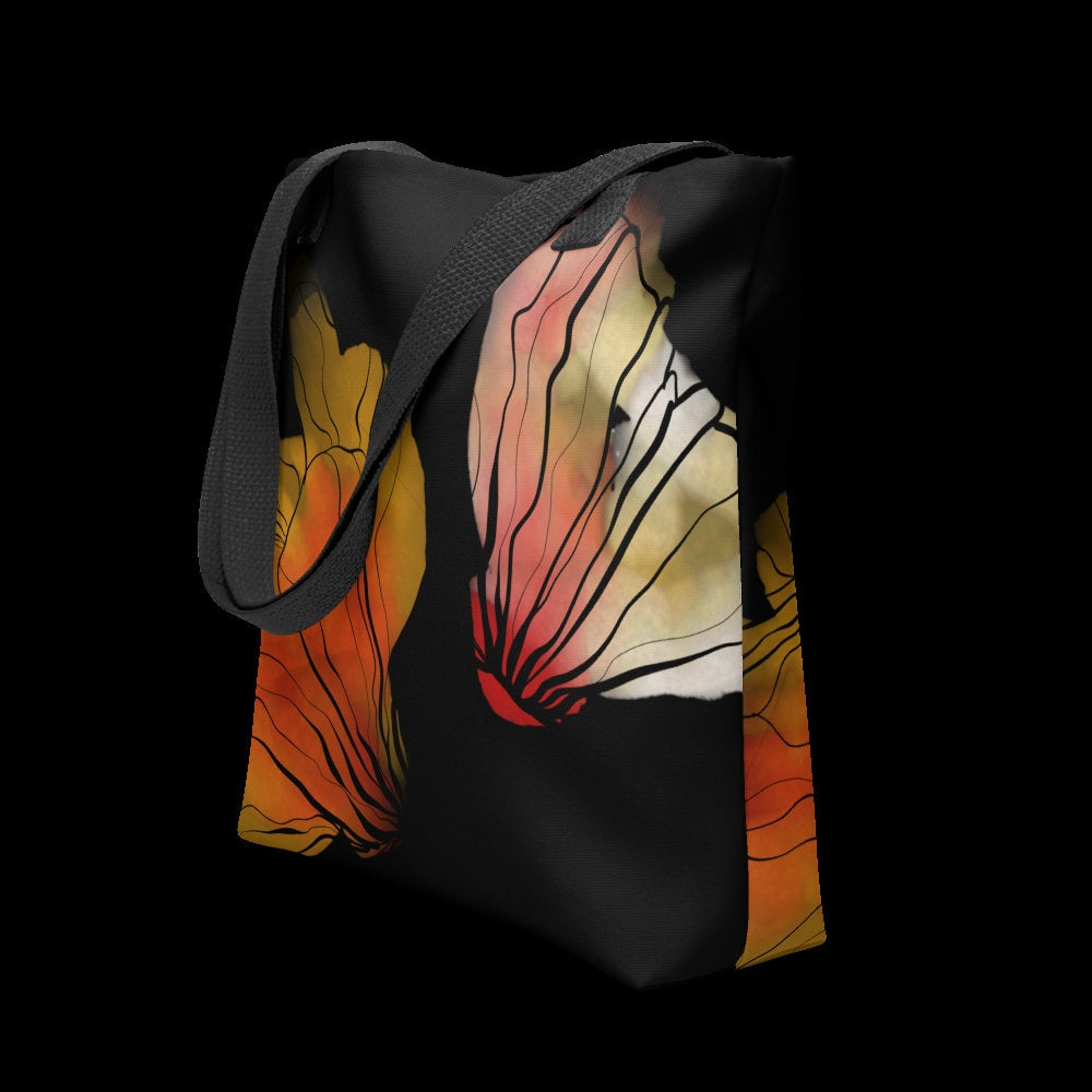 Red Orange Floral Watercolor Tote Bag