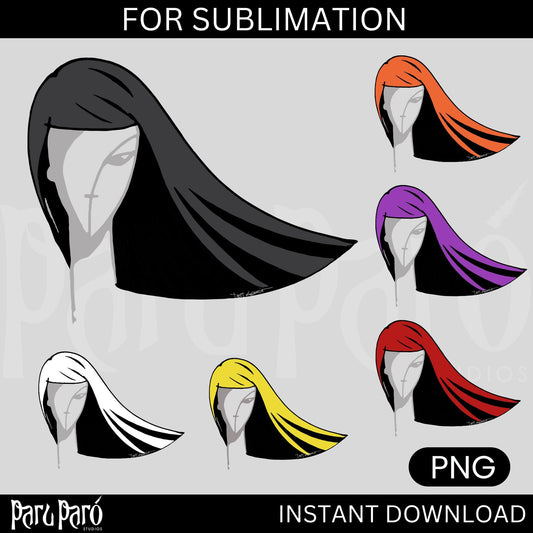 Colorful Salon Hair Woman Logo PNG Sublimation Digital Wall Art