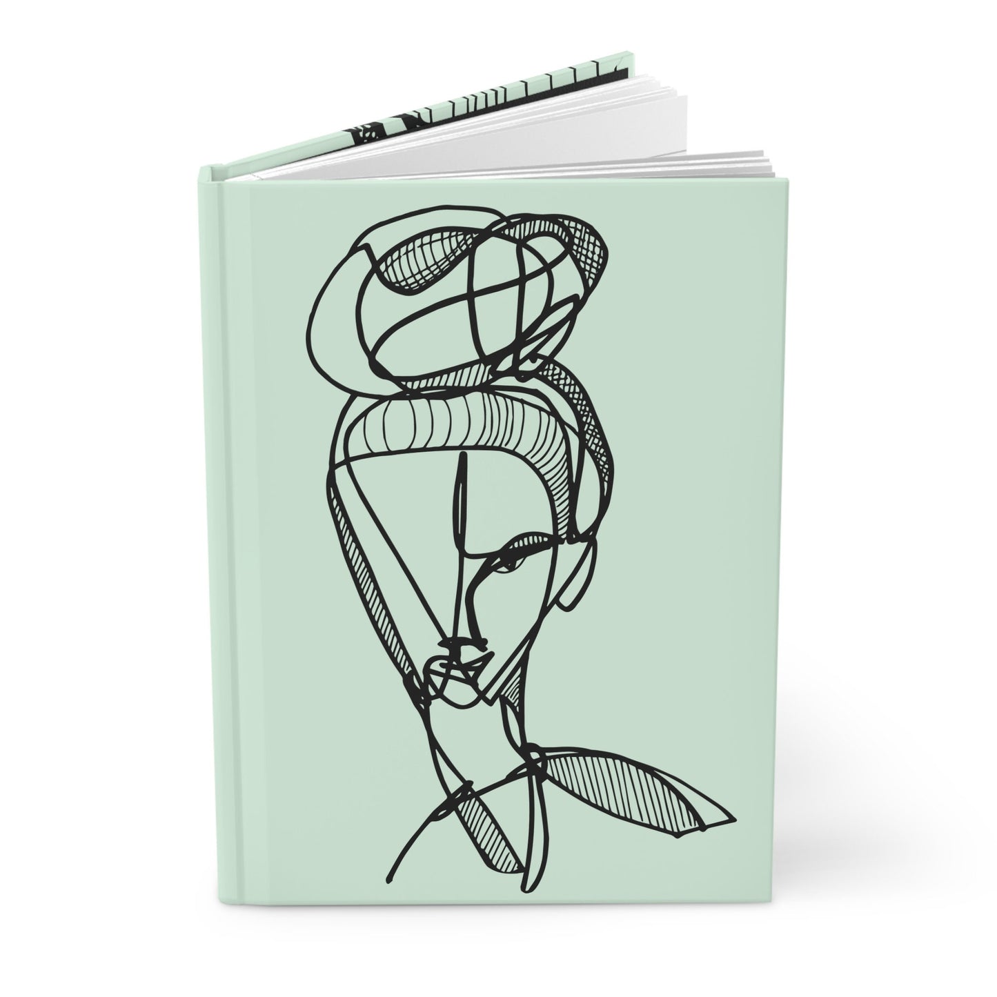 Line Woman Illustration Matte Hardcover Meditative Journal