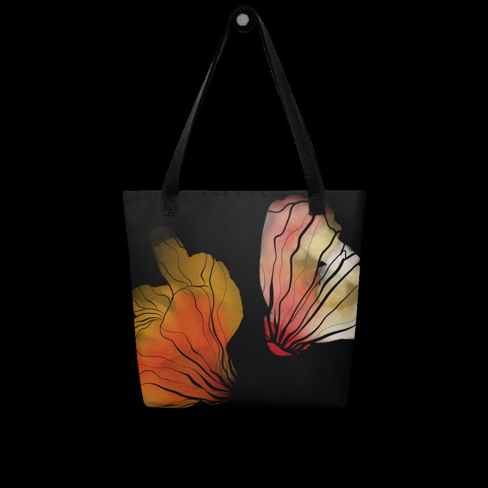 Red Orange Floral Watercolor Tote Bag