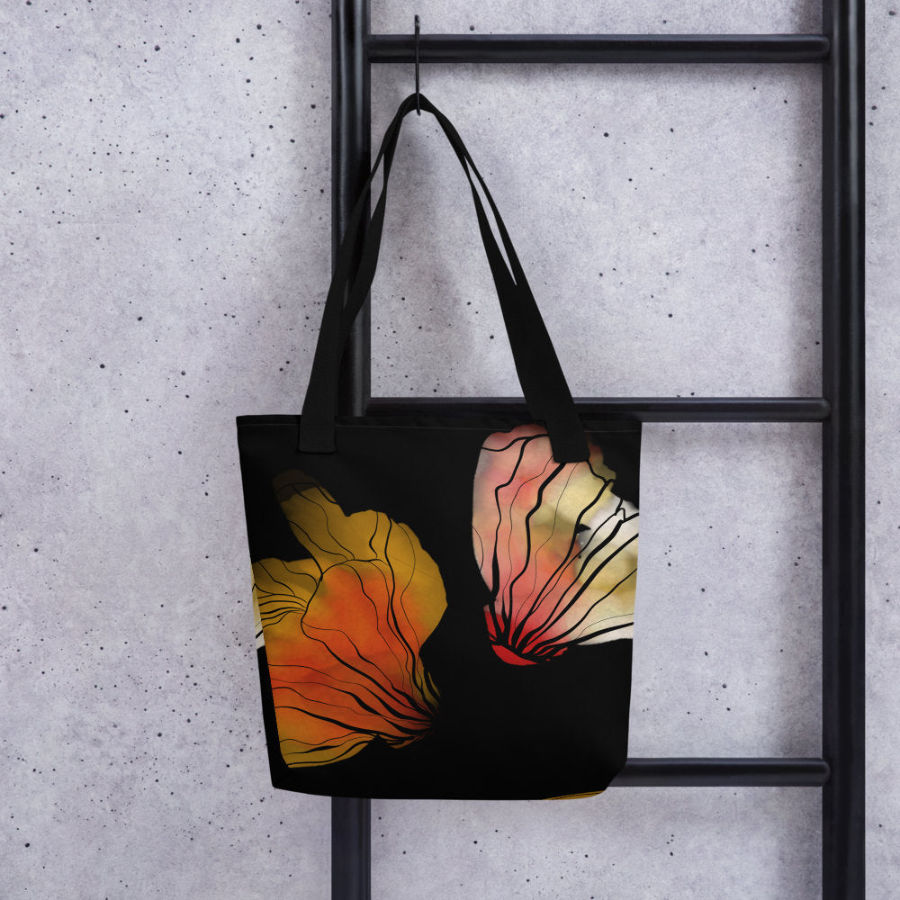 Red Orange Floral Watercolor Tote Bag