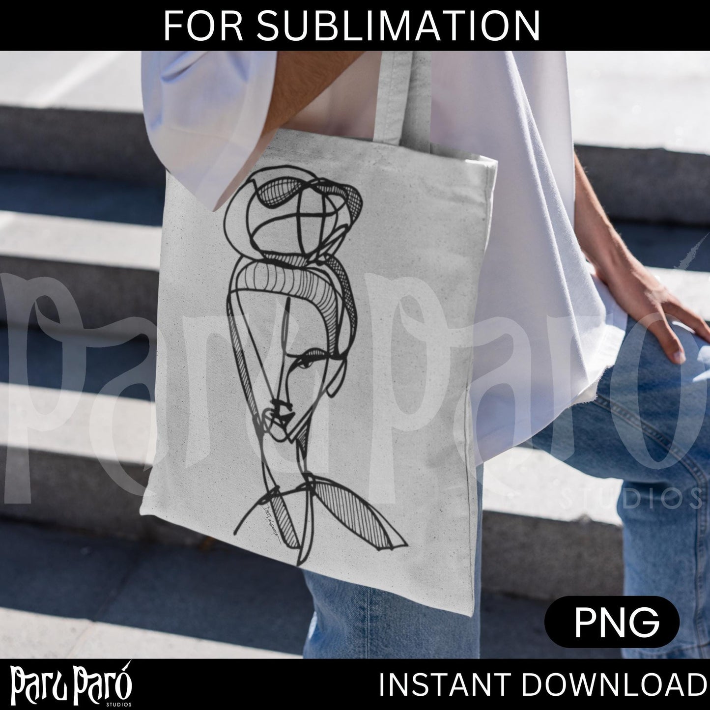 Abstract Woman Face One Line PNG Sublimation Digital Wall Art