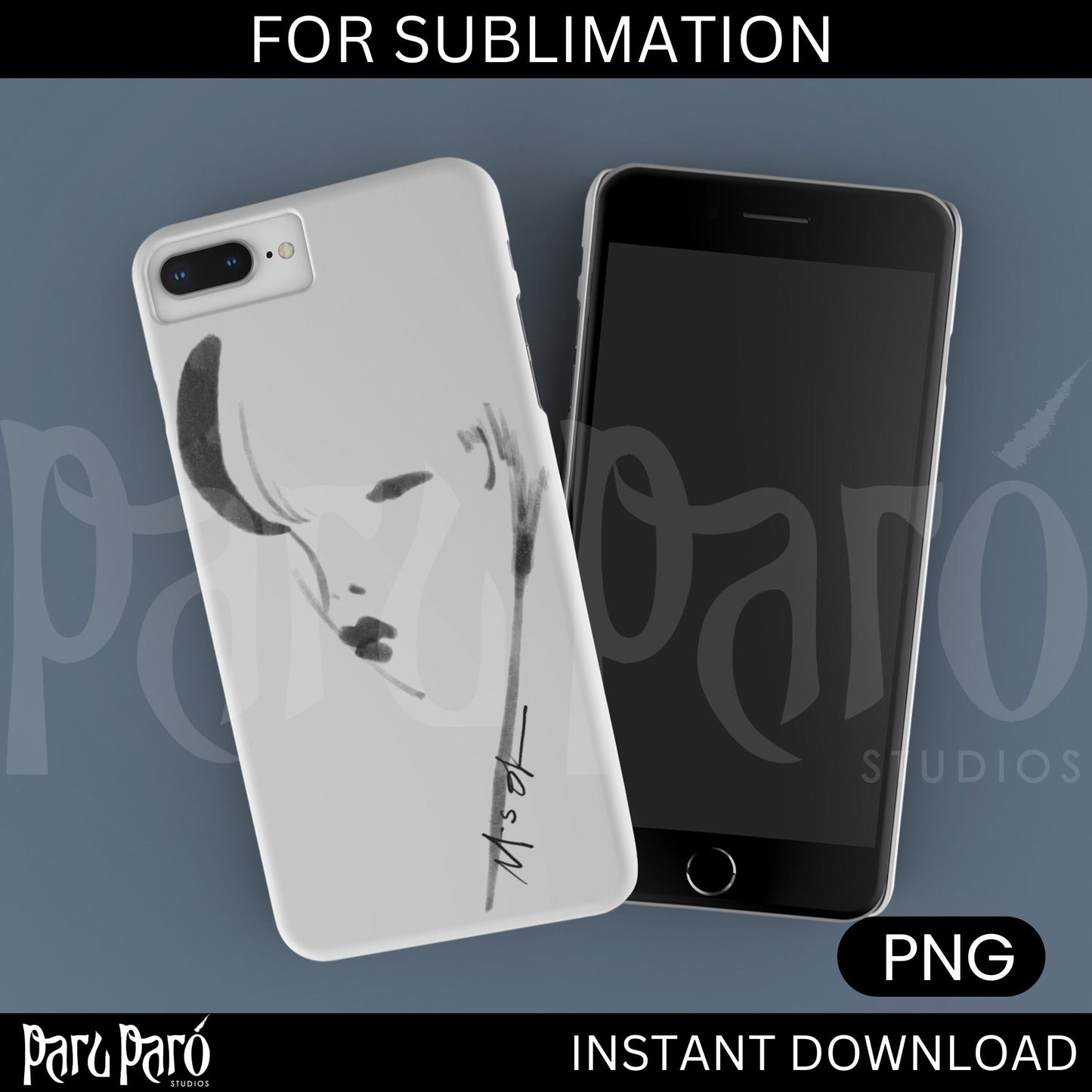 Abstract Woman Face Sketch PNG Sublimation Digital Wall Art