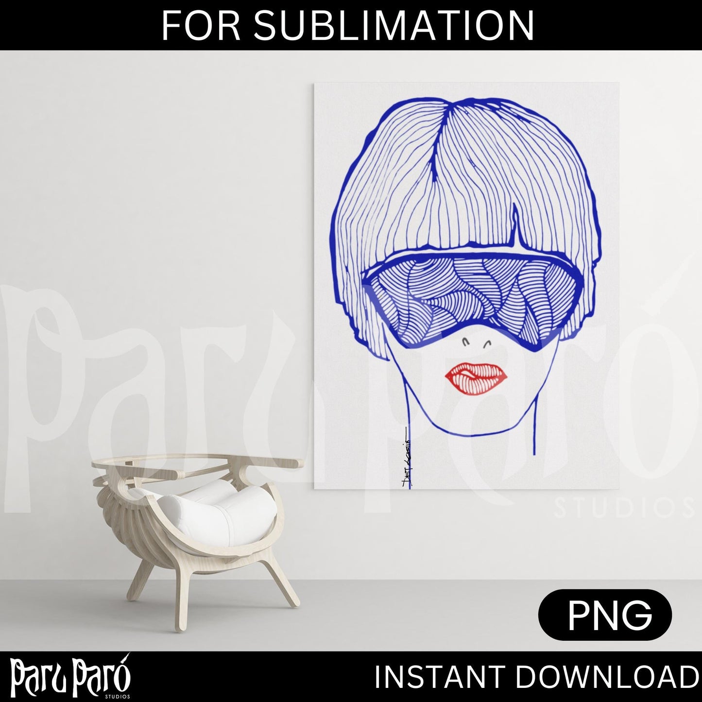 Abstract Woman Sunglasses PNG Sublimation Digital Wall Art