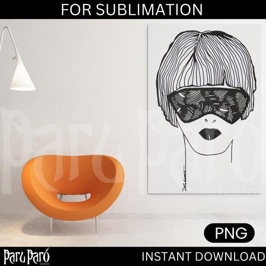 Abstract Woman Sunglasses PNG Sublimation Digital Wall Art