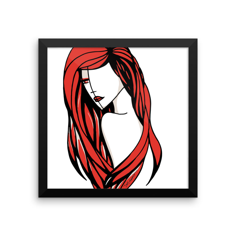 Woman Fashion  In Red Framed Poster Wall Art