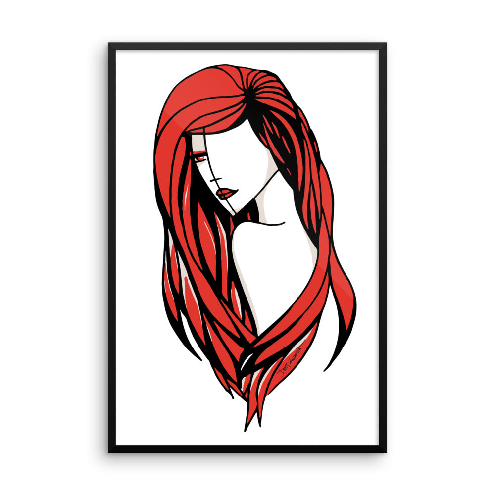 Woman Fashion  In Red Framed Poster Wall Art